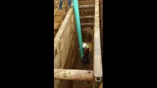 Excavator Utility work - installing sewer part 3 gold rush