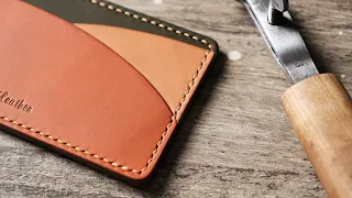 Making a HANDMADE CARD HOLDER shaped like HILLS. - Leather Craft