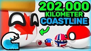 COUNTRIES SCALED BY COASTLINE | Countryballs Animation