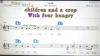 Lucille/Kenny Rogers💋노래방, 통기타 , 코드 큰악보,  가라오케, 반주💖Karaoke, Sheet Music, Chord, MR