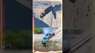 Train vs Giant Pit Mrbeast Comparisont 😲😲 - BeamNG Drive