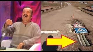 В Башкирии ямы на дорогах заделали брёвнами