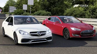 Forza 6 Drag race: Tesla Model S P85D vs Mercedes-Benz E63 AMG