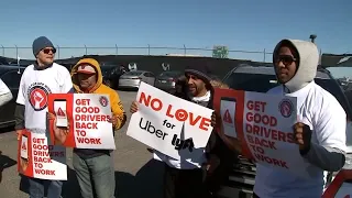 Uber and Lyft drivers take part in Valentine's Day strike over pay