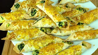 piatto semplice fatto con soli 3 ingredienti: ricotta, spinaci e lavash! ricetta deliziosa!