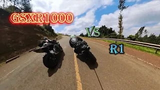 08 R1 VS 08 GSXR1000 IN THE KENYA TWISTIES