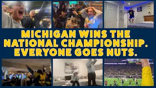 MICHIGAN WINS THE NATIONAL CHAMPIONSHIP. EVERYONE GOES NUTS. (FAN REACTIONS)