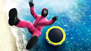 GTA 5 SQUID GAME Guard • Water Trampoline Jumps and Fails (No godmode)