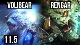 VOLIBEAR vs RENGAR (TOP) | 5/1/5, 400+ games, 900K mastery | BR Diamond | v11.5