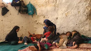 Family Meal in a Cave: Village life Afghanistan in 2023 | Twin Children live in A Cave