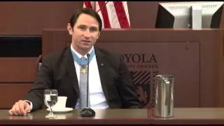 Former Army Capt. William Swenson, Medal of Honor recipient, addresses Loyola