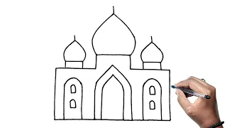 how to draw taj Mahal drawing easy for kids | Taj Mahal Drawing Step By Step Tutorial