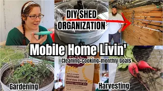 DIY SHED ORGANIZATION BUILD // MOBILE HOME LIVING // CLEANING, COOKING & GARDENING