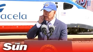 Joe Biden does bizarre impression of Amtrak driver saying 'Joey, baby!'