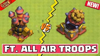 Max Rapid Rocket & Air Defence Vs All Air Troops of Clan Capital | Clash of Clans | Clashflict