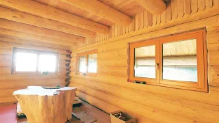 Off Grid LOG CABIN Build / Installing the WINDOWS changed Everything (S3 Ep11)