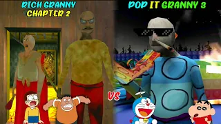 Rich Granny Chapter 2 Door Escape vs Pop It Granny 3 Bridge Escape With Doraemon and his friends |