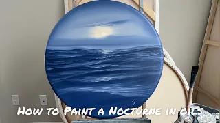 Oil Painting Tutorial: How to Paint the Full Moon over the Ocean in oils