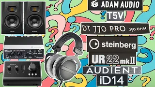 Сравниваем BEYERDYNAMIC DT 770 и ADAM T5V на двух разных аудиокартах (STEINBERG UR22, AUDIENT ID14).