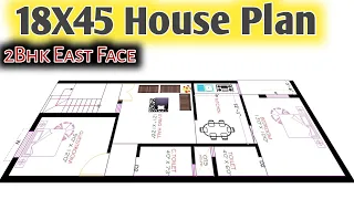 18X45 House Plans East Face || 18X45 2BHK Home Design || 18X45 Ghar Ka Naksha