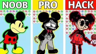 FNF Mickey Mouse Character | NOOB vs PRO vs HACKER | Gameplay VS Playground | Mickey Mouse
