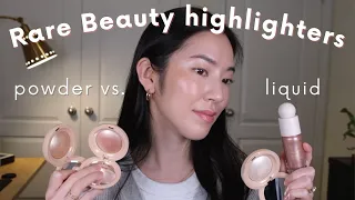 NEW rare beauty highlighter try-on / liquid highlight comparison! (three shades)