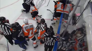 Philadelphia Flyers vs Toronto Maple Leafs scrum