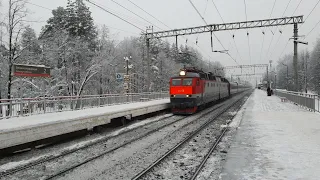 вот это скорость! ЧС7-227 с поездом №104 Москва-Ярославль по Зеленоградской