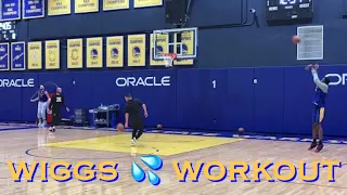 📺 Wiggins workout/3s while Klay jumos rope and rehabs at Warriors practice, day before OKC Thunder