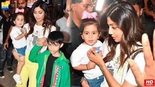 Super Mom Shilpa Shetty takes her kids Samisha & Viaan Kundra for a dinner date