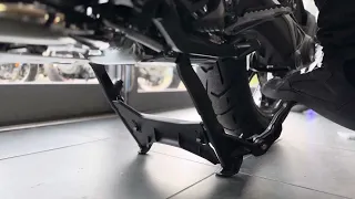New BMW 1300 GS Electric stand assist not seen yet. SOUND ON NOW pls