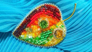 Bead brooch/Diy Brooch/Beaded leaf/Tutorial/Брошь осенний листок/Брошь из бисера своими руками