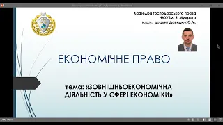 Зовнішньоекономічна діяльність у сфері економіки