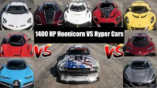 Forza Horizon 5 - 1400HP 1965 Hoonigan Ford Mustang Hoonicorn vs Hypercars |1 Mile Drag Battle Stock