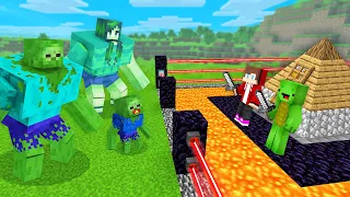 MUTANT ZOMBIE FAMILY vs Mikey & JJ Pyramid Security House in Minecraft (Maizen)