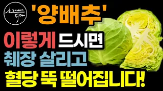 망가진 췌장 되살리는 '양배추'의 놀라운 효능! / 이렇게 드세요! 혈당 뚝 떨어지고 당뇨 비만 싹 사라집니다! / 먹는 법 / 식전 양배추의 힘 / 책읽어주는여자 건강 오디오북