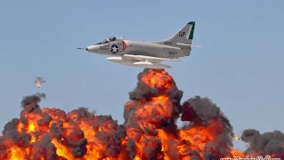 Douglas A-4 Skyhawk High Speed Pass with Wall of Fire - EAA AirVenture Oshkosh 2014