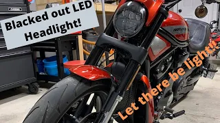 Installation of an LED Blacked out Headlight on a VRod Night Rod Special