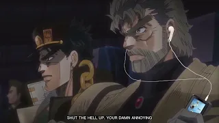 Joseph Joestar singing Bloody Stream out loud while on a plane to Egypt
