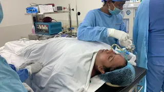 Brave Woman Undergoing General Anesthesia for Jaw Surgery and Rhinoplasty