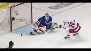 Igor Shesterkin stops Aho's breakaway right before Rangers's first goal in game 6 (2022)