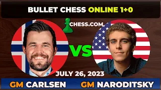 Magnus Carlsen vs GM Daniel Naroditsky | Bullet Chess 1+0 | ChessCom | July 26 2023