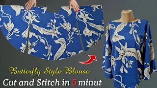 🔥Butterfly Blouse Style Boho Sew in 5 minutes🔥Cut and Stitch in 5 Minutes👍