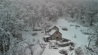 Unexpected March snow in the cabin (which causes damage)