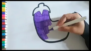 Let's learn to draw and color eggplant for kids and toddlers / Coloring tips for kids