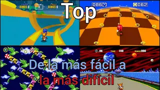 Top: Fases Especiales de Sonic Clásico De la más fácil a la más difícil