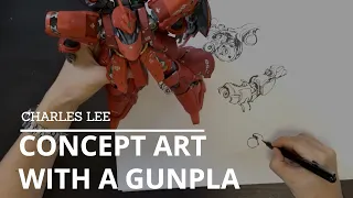 Using a Gunpla for a Concept Art