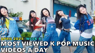 [TOP 100] MOST VIEWED K POP MUSIC VIDEOS A DAY (APRIL 2024 - WEEK 4) [4K]