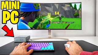 Playing FORTNITE On The WORLDS SMALLEST GAMING PC!!! (IT ACTUALLY WORKED!)