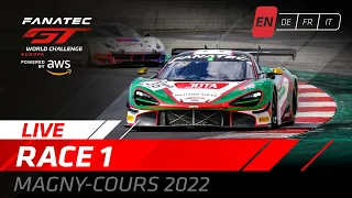 LIVE | Race 1 | Magny Cours | Fanatec GT World Challenge Powered by AWS 2022 (English)